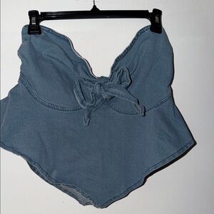 Blue Denim Strapless Top